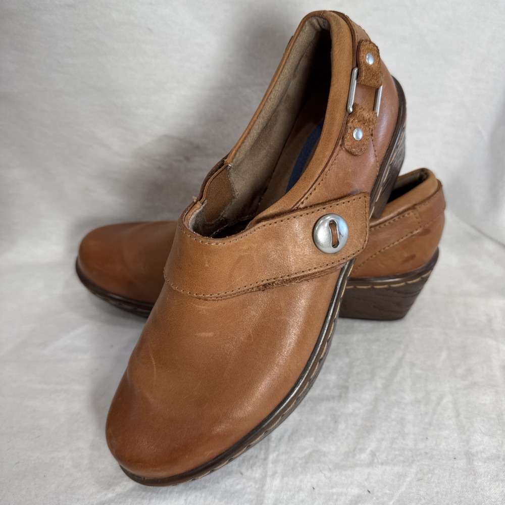 Klogs Footwear Leather Shoes Non-Skid Non Marking Nursing Brown Sz 7.5 Hook Loop
